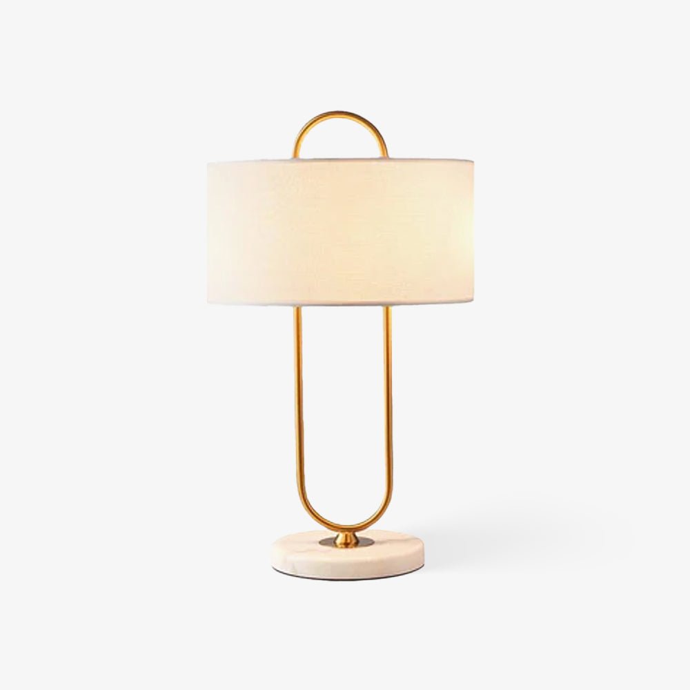 Warner Table Lamp | Brushed Gold Metal | White Linen Shade