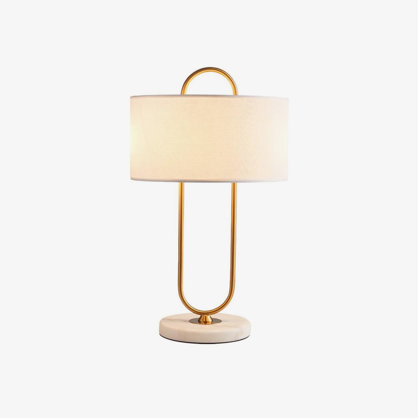 Warner Table Lamp | Brushed Gold Metal | White Linen Shade