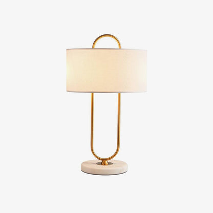 Warner Table Lamp | Brushed Gold Metal | White Linen Shade