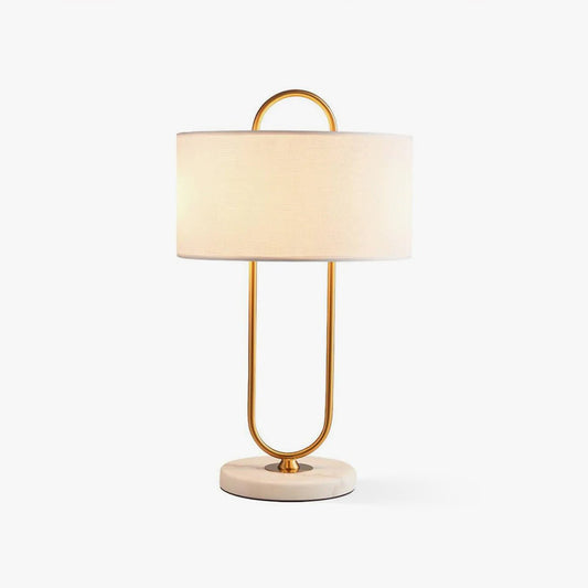 Warner Table Lamp | Brushed Gold Metal | White Linen Shade