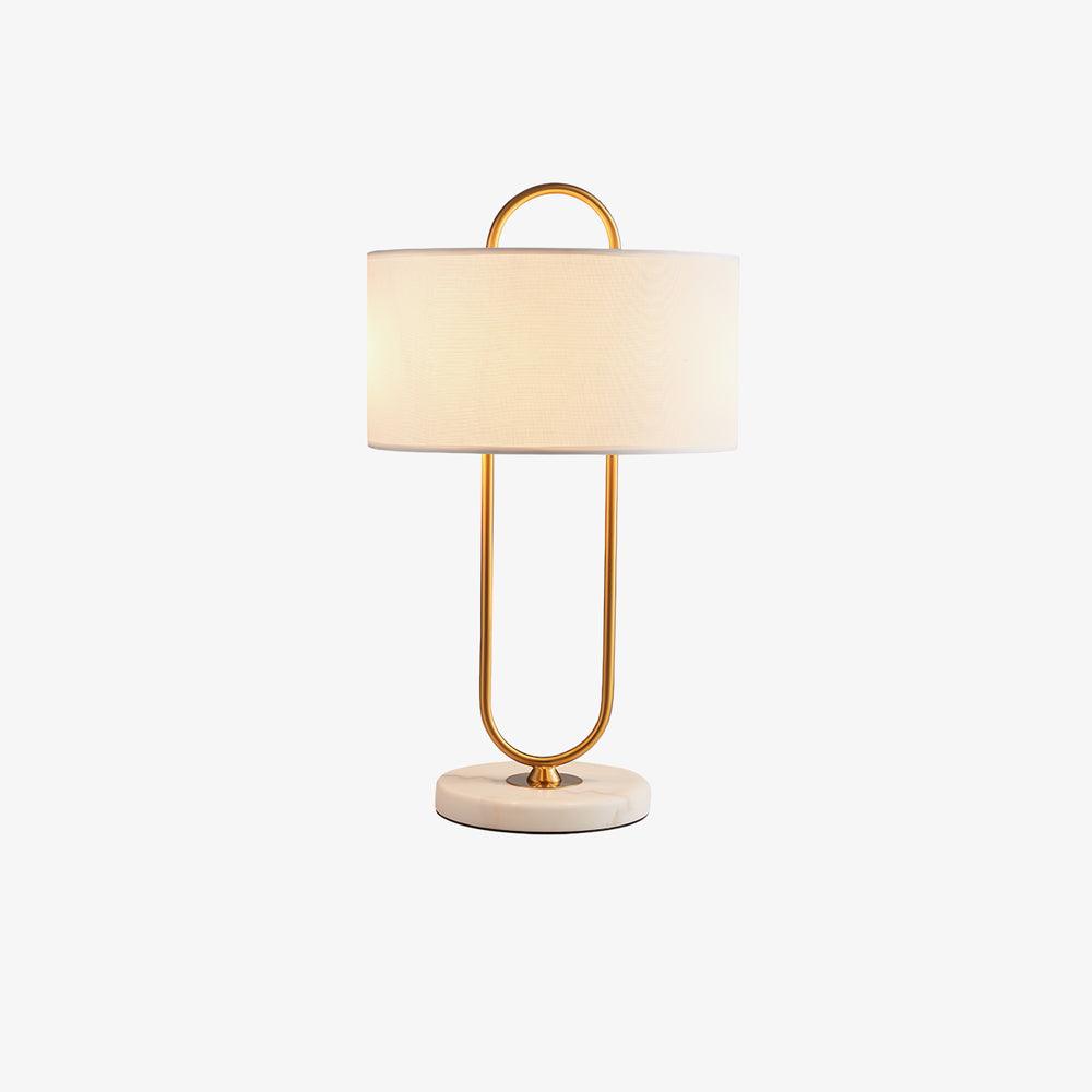 Warner Table Lamp | Brushed Gold Metal | White Linen Shade