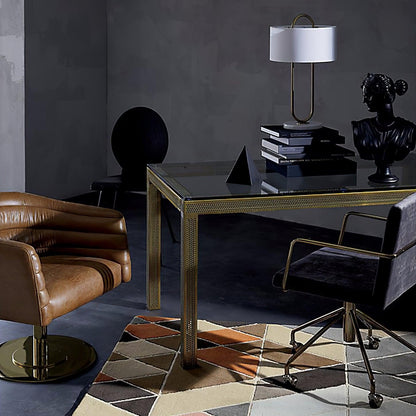 Warner Table Lamp | Brushed Gold Metal | White Linen Shade