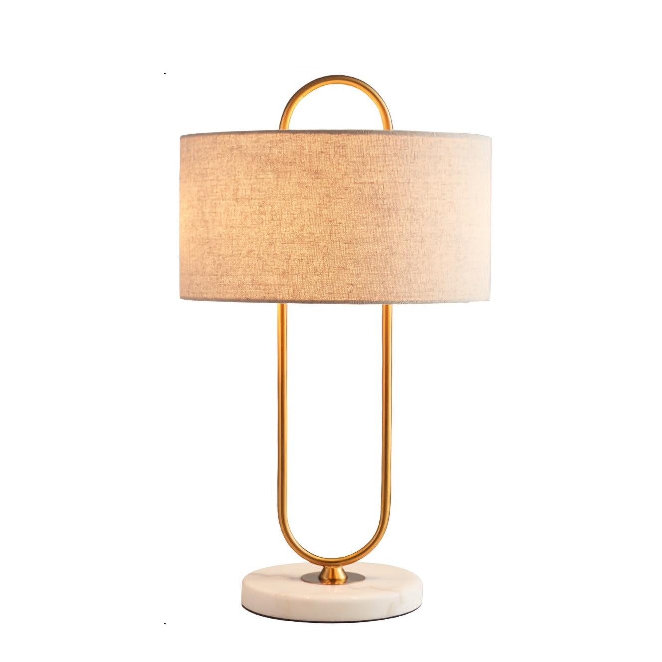Warner Table Lamp | Brushed Gold Metal | White Linen Shade