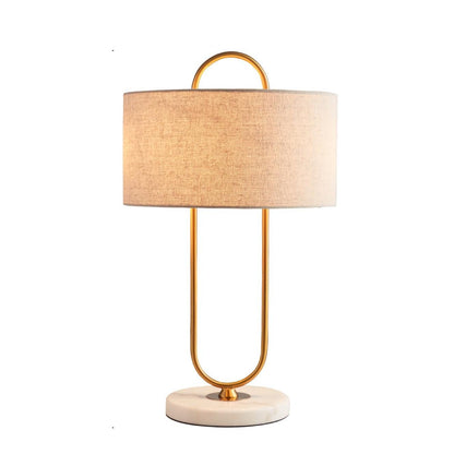 Warner Table Lamp | Brushed Gold Metal | White Linen Shade