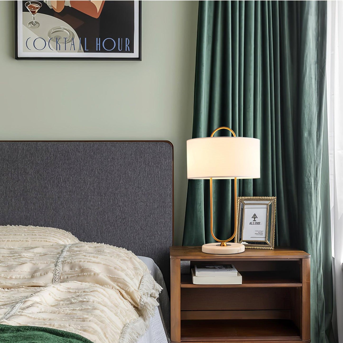 Warner Table Lamp | Brushed Gold Metal | White Linen Shade