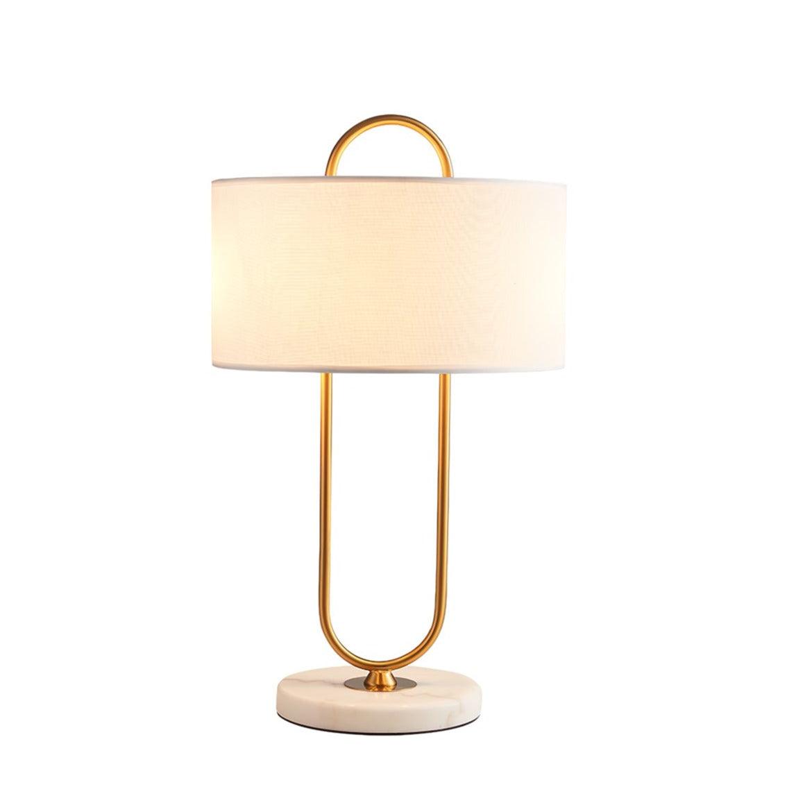 Warner Table Lamp | Brushed Gold Metal | White Linen Shade