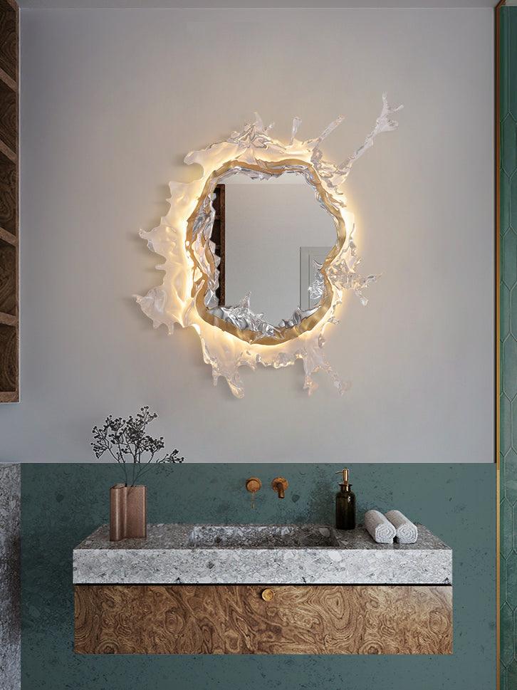 Mirror Wall Lamp | Stainless Steel & Mirror | Gold or Chrome Finish