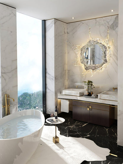Mirror Wall Lamp | Stainless Steel & Mirror | Gold or Chrome Finish
