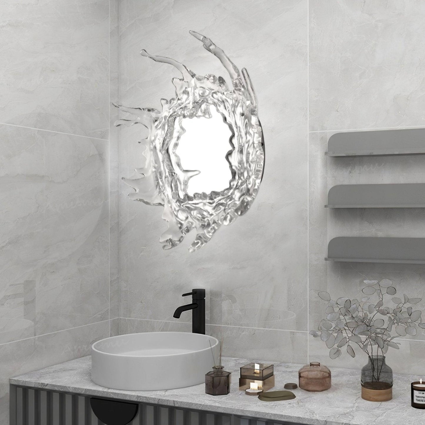 Mirror Wall Lamp | Stainless Steel & Mirror | Gold or Chrome Finish