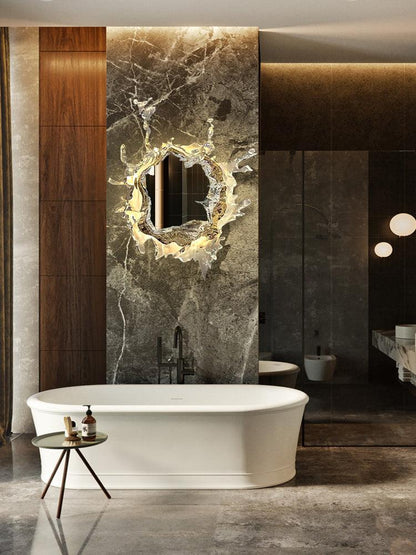 Mirror Wall Lamp | Stainless Steel & Mirror | Gold or Chrome Finish