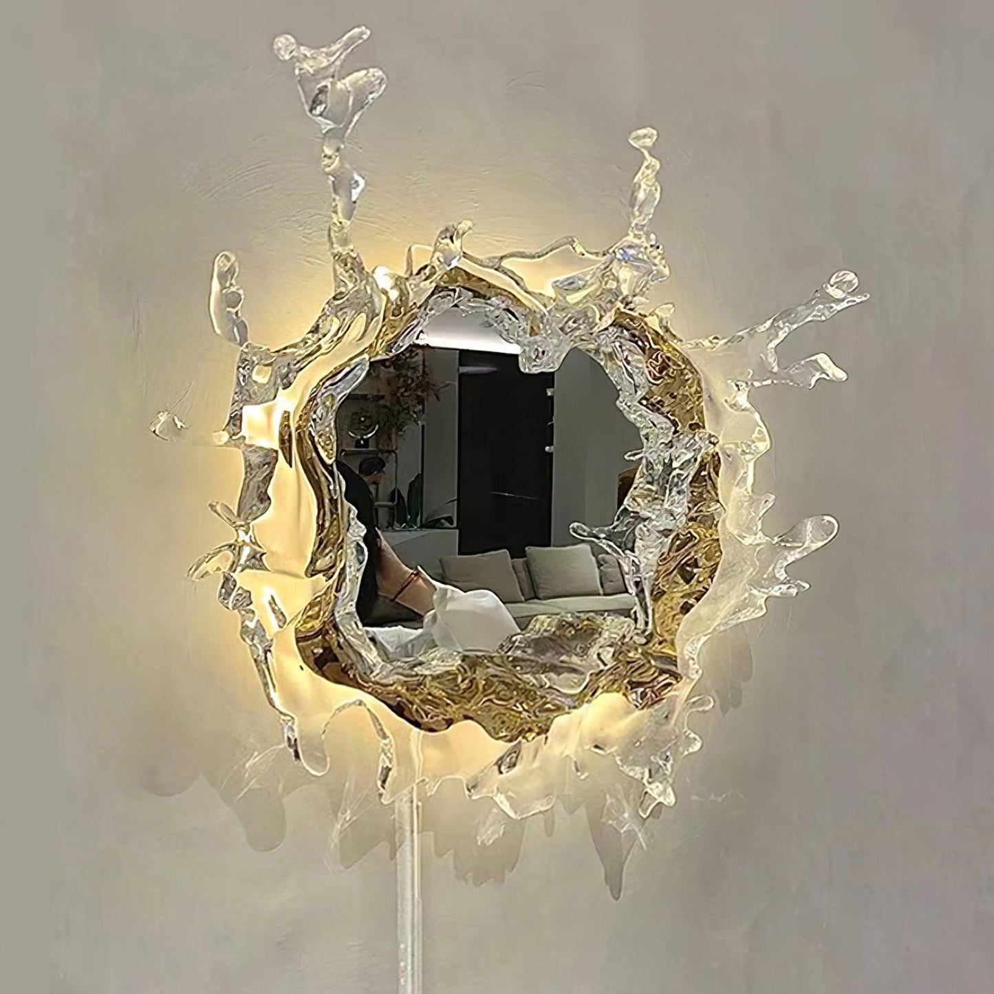Mirror Wall Lamp | Stainless Steel & Mirror | Gold or Chrome Finish