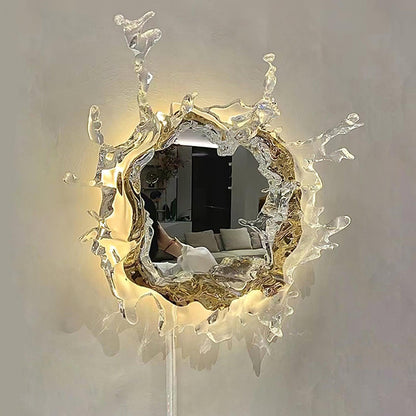 Mirror Wall Lamp | Stainless Steel & Mirror | Gold or Chrome Finish