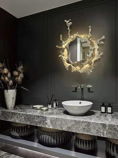 Mirror Wall Lamp | Stainless Steel & Mirror | Gold or Chrome Finish
