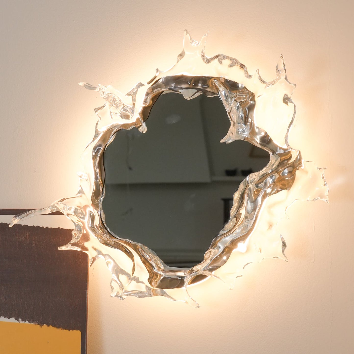 Mirror Wall Lamp | Stainless Steel & Mirror | Gold or Chrome Finish
