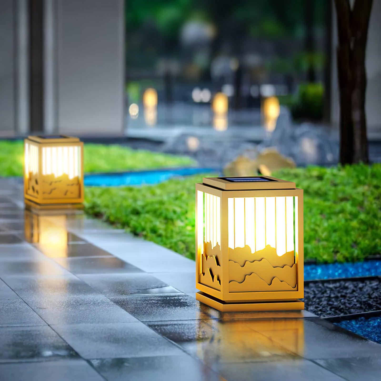 Wave Garden Light | Weather-Resistant Metal & Acrylic | Brown & White