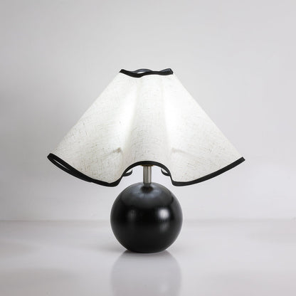 Wavecrest Table Lamp | Wooden Base & Fabric Shade | Walnut Color