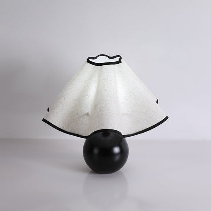 Wavecrest Table Lamp | Wooden Base & Fabric Shade | Walnut Color