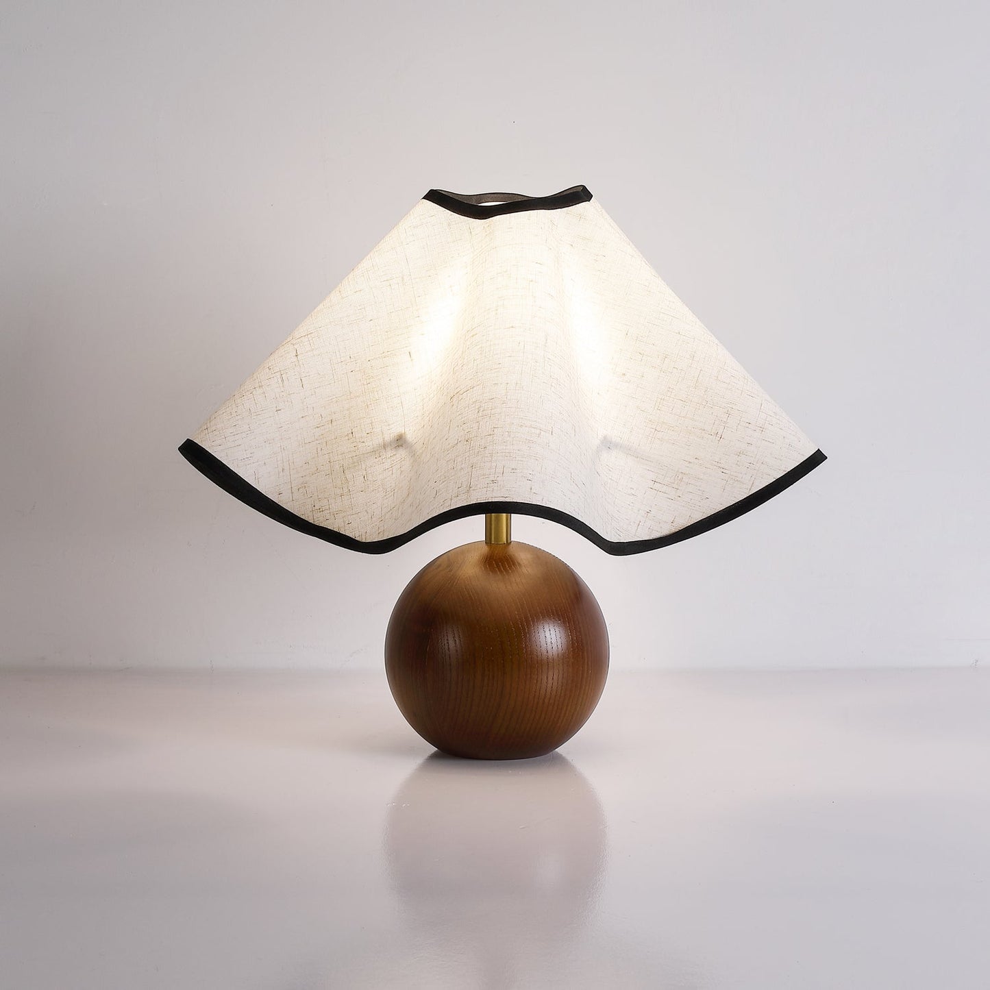 Wavecrest Table Lamp | Wooden Base & Fabric Shade | Walnut Color