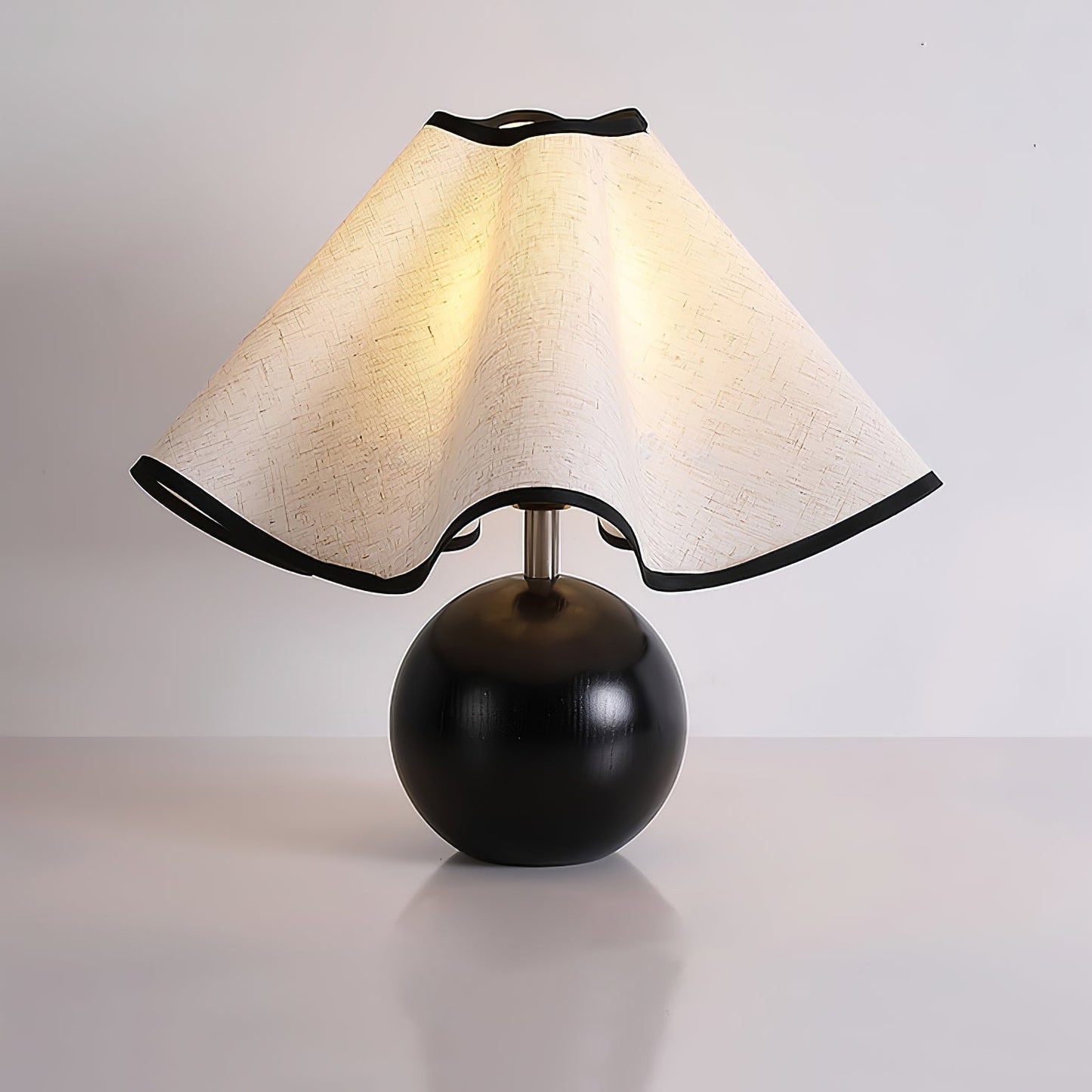 Wavecrest Table Lamp | Wooden Base & Fabric Shade | Walnut Color