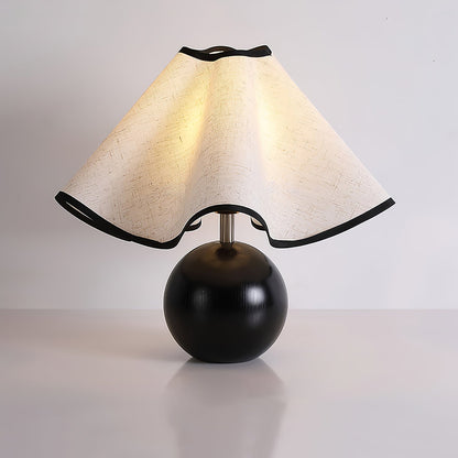 Wavecrest Table Lamp | Wooden Base & Fabric Shade | Walnut Color