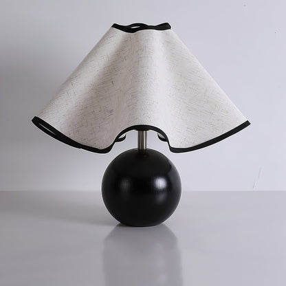 Wavecrest Table Lamp | Wooden Base & Fabric Shade | Walnut Color