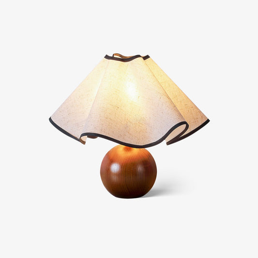 Wavecrest Table Lamp | Wooden Base & Fabric Shade | Walnut Color