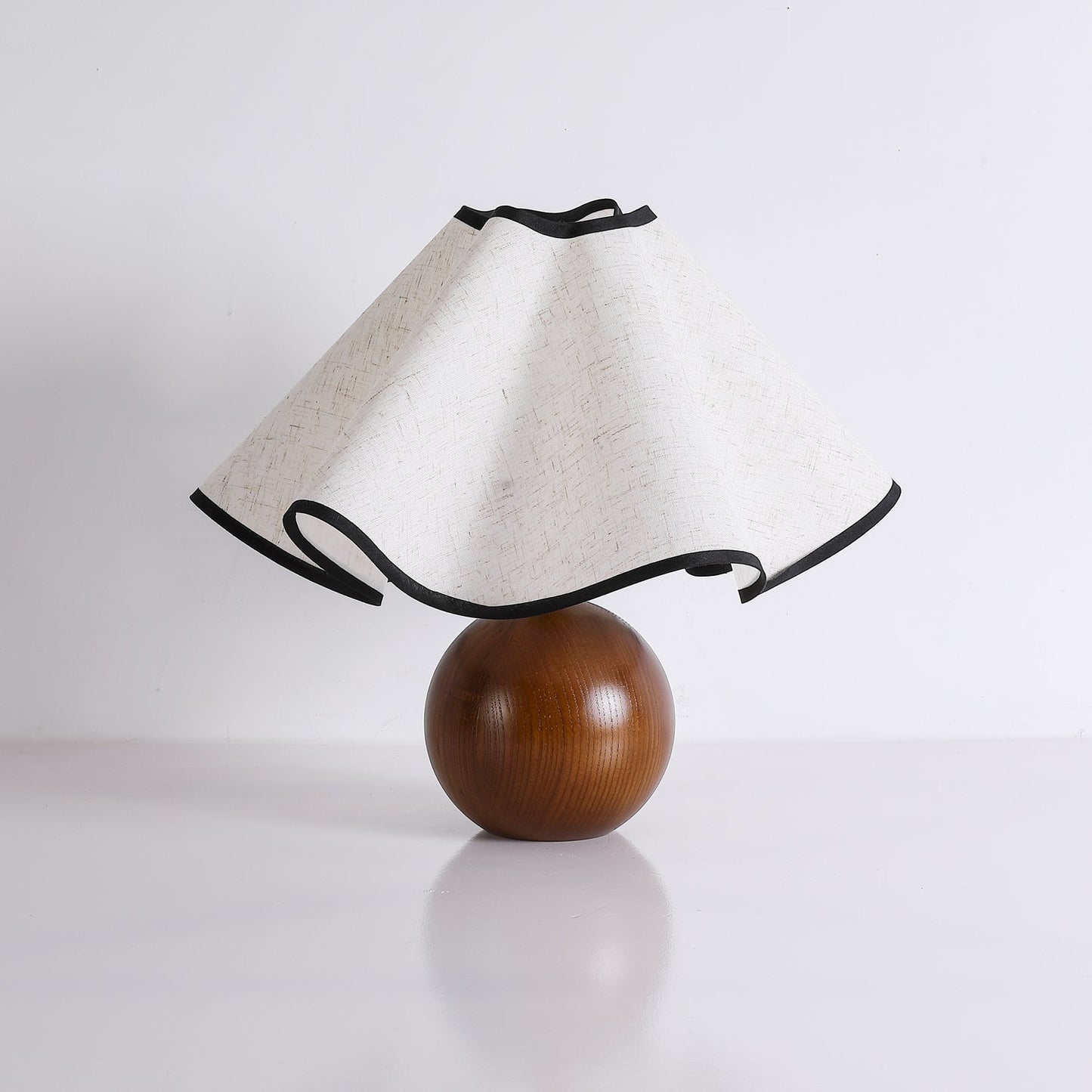 Wavecrest Table Lamp | Wooden Base & Fabric Shade | Walnut Color