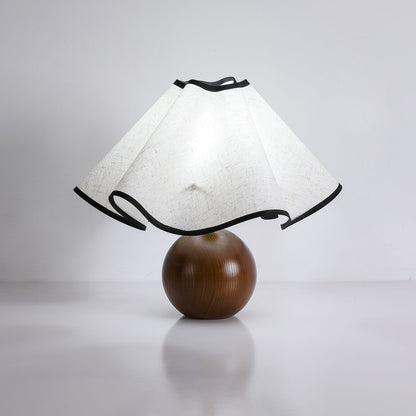 Wavecrest Table Lamp | Wooden Base & Fabric Shade | Walnut Color