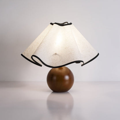 Wavecrest Table Lamp | Wooden Base & Fabric Shade | Walnut Color