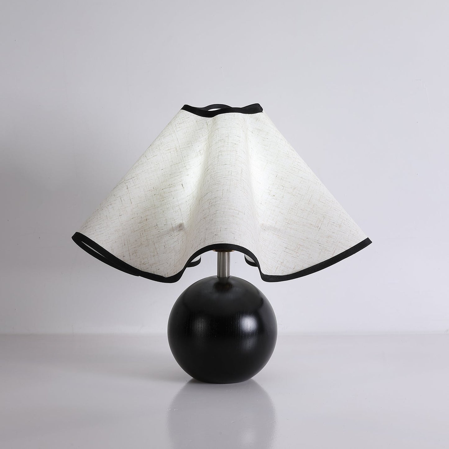 Wavecrest Table Lamp | Wooden Base & Fabric Shade | Walnut Color