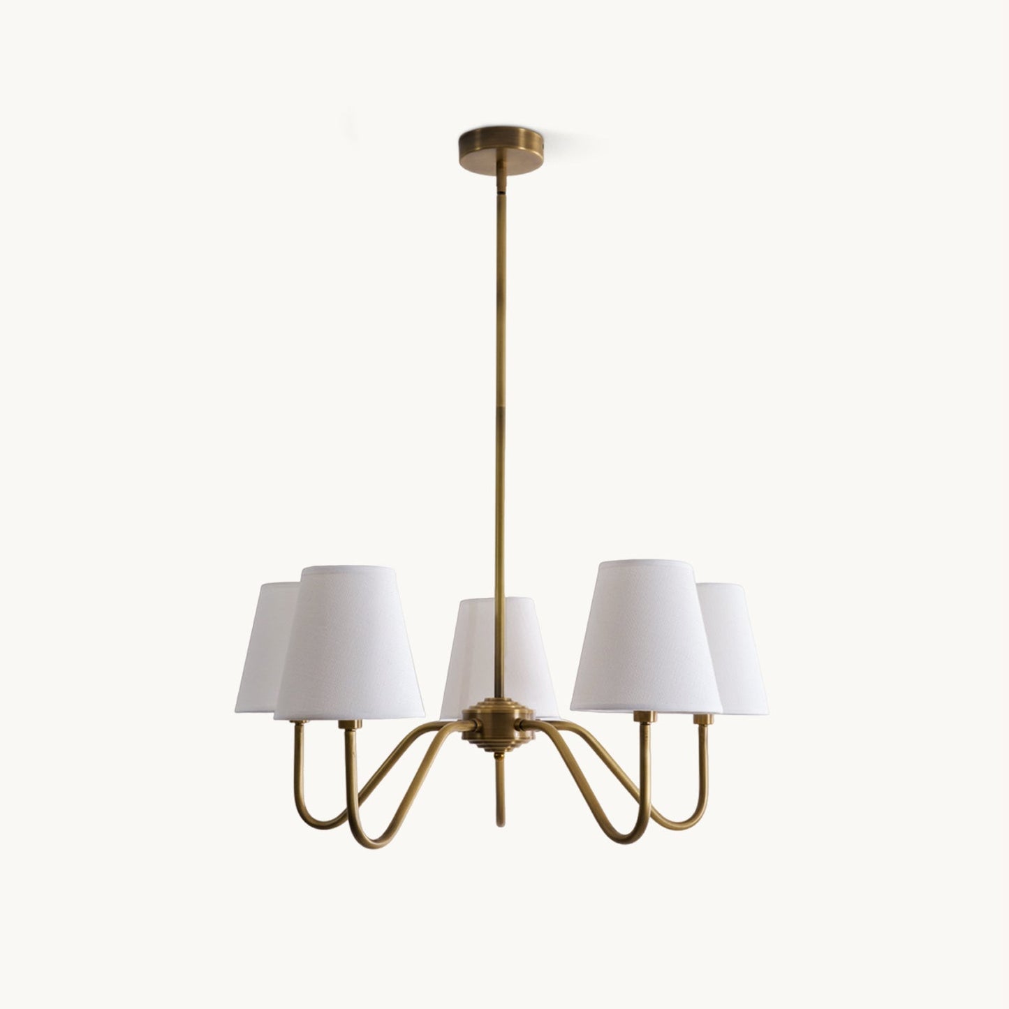 Welsley Chandelier | Brass with White Fabric Shade | 5 or 8 Lights