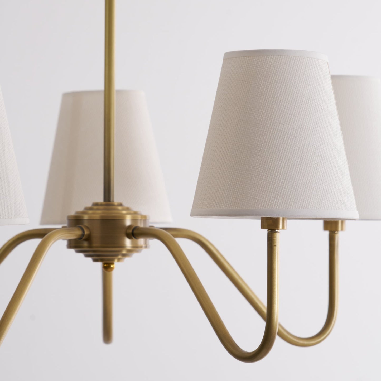 Welsley Chandelier | Brass with White Fabric Shade | 5 or 8 Lights
