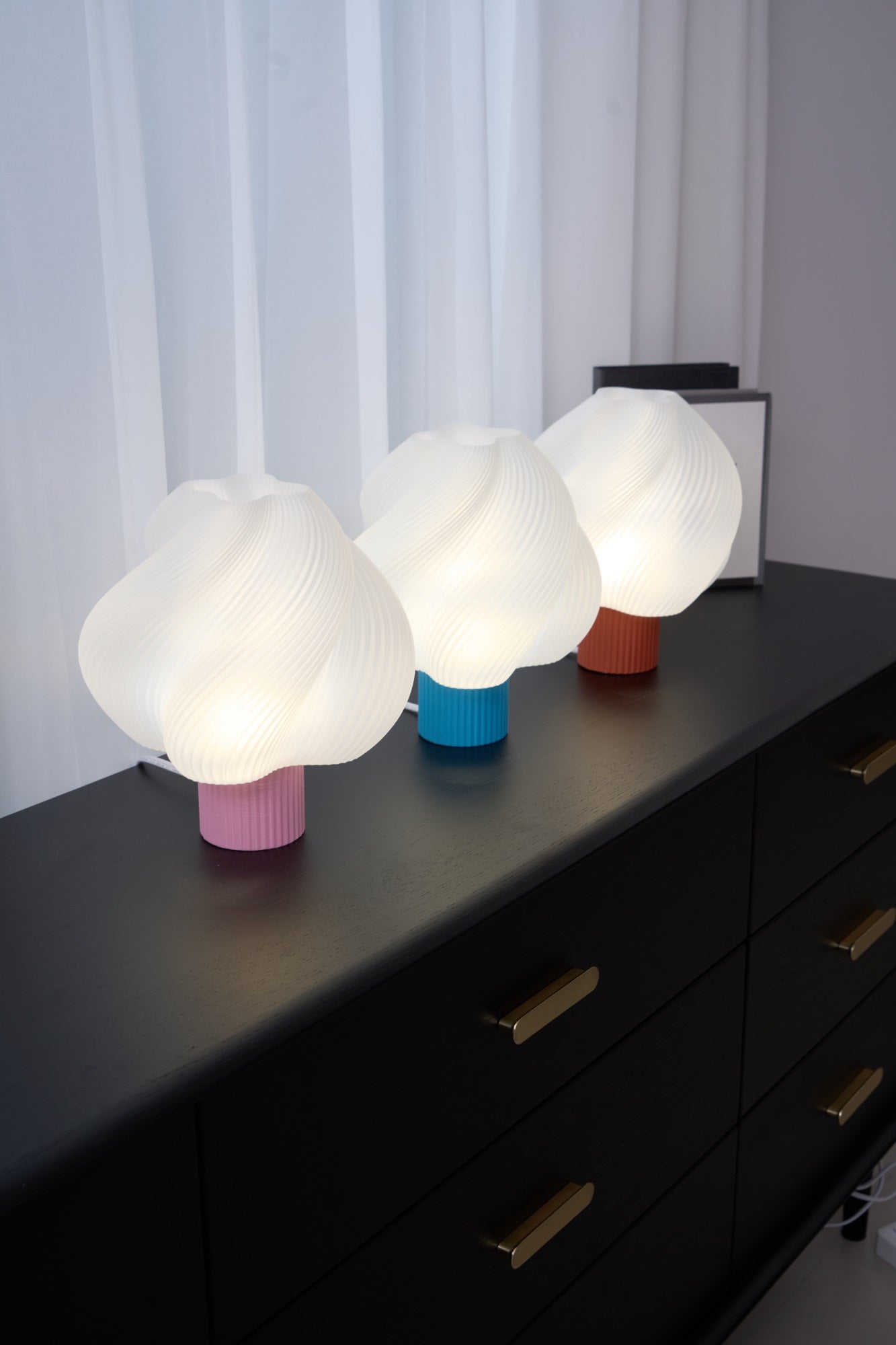 Whirl Pop Table Lamp | Frosted Swirl Shade | Pink, Red, Blue