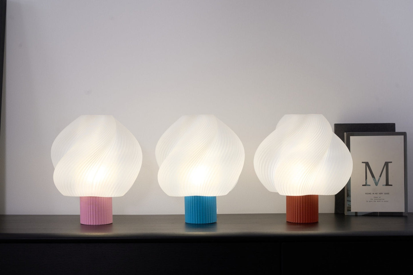 Whirl Pop Table Lamp | Frosted Swirl Shade | Pink, Red, Blue