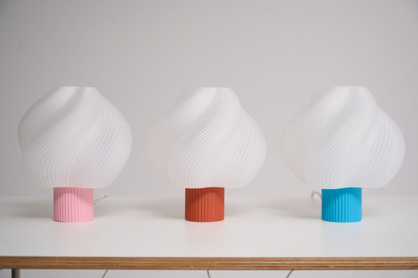 Whirl Pop Table Lamp | Frosted Swirl Shade | Pink, Red, Blue