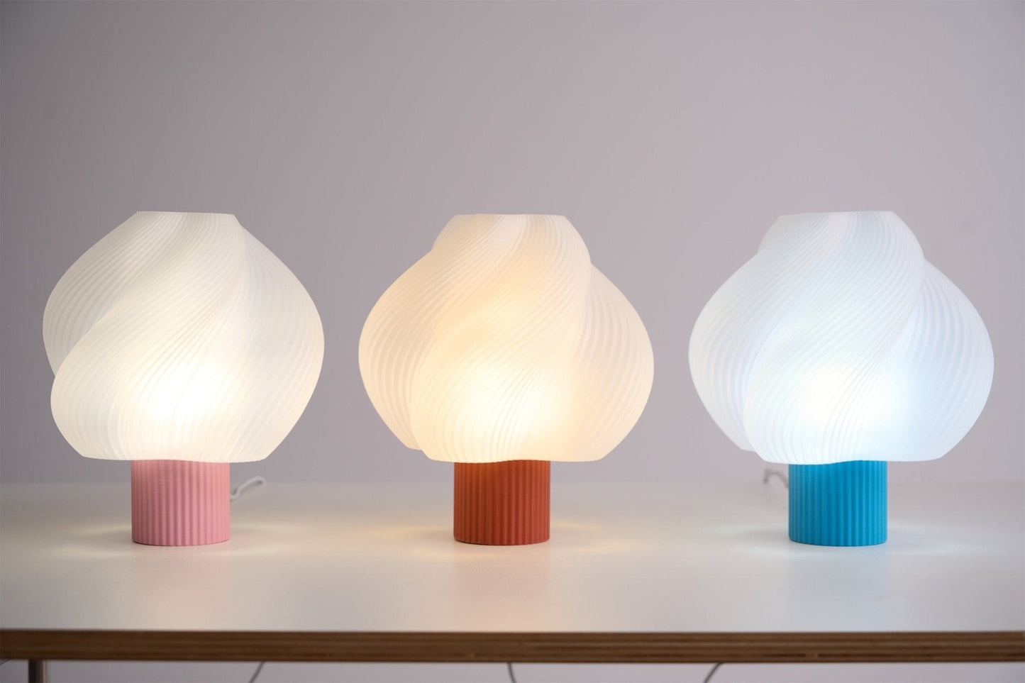 Whirl Pop Table Lamp | Frosted Swirl Shade | Pink, Red, Blue