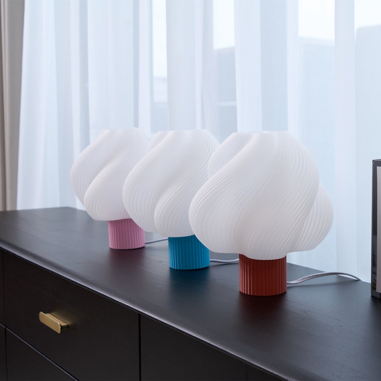 Whirl Pop Table Lamp | Frosted Swirl Shade | Pink, Red, Blue