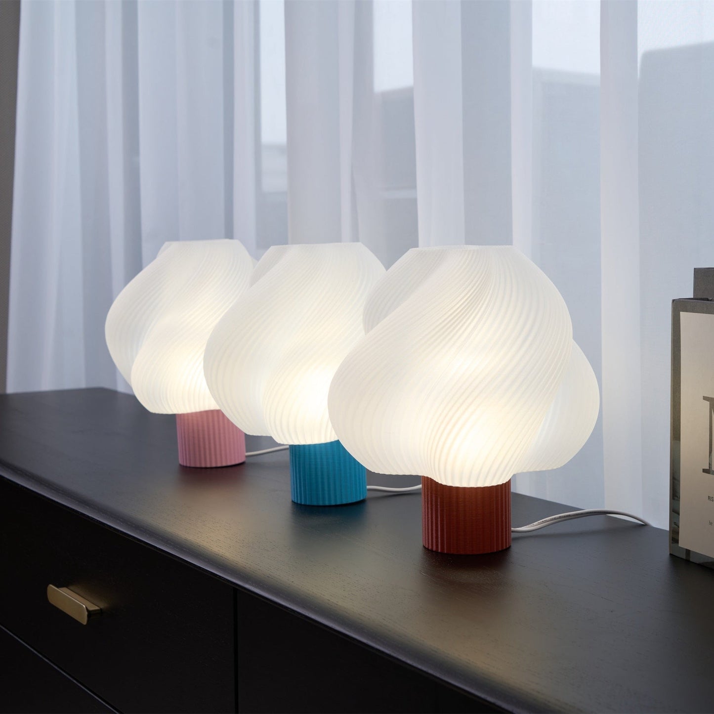 Whirl Pop Table Lamp | Frosted Swirl Shade | Pink, Red, Blue
