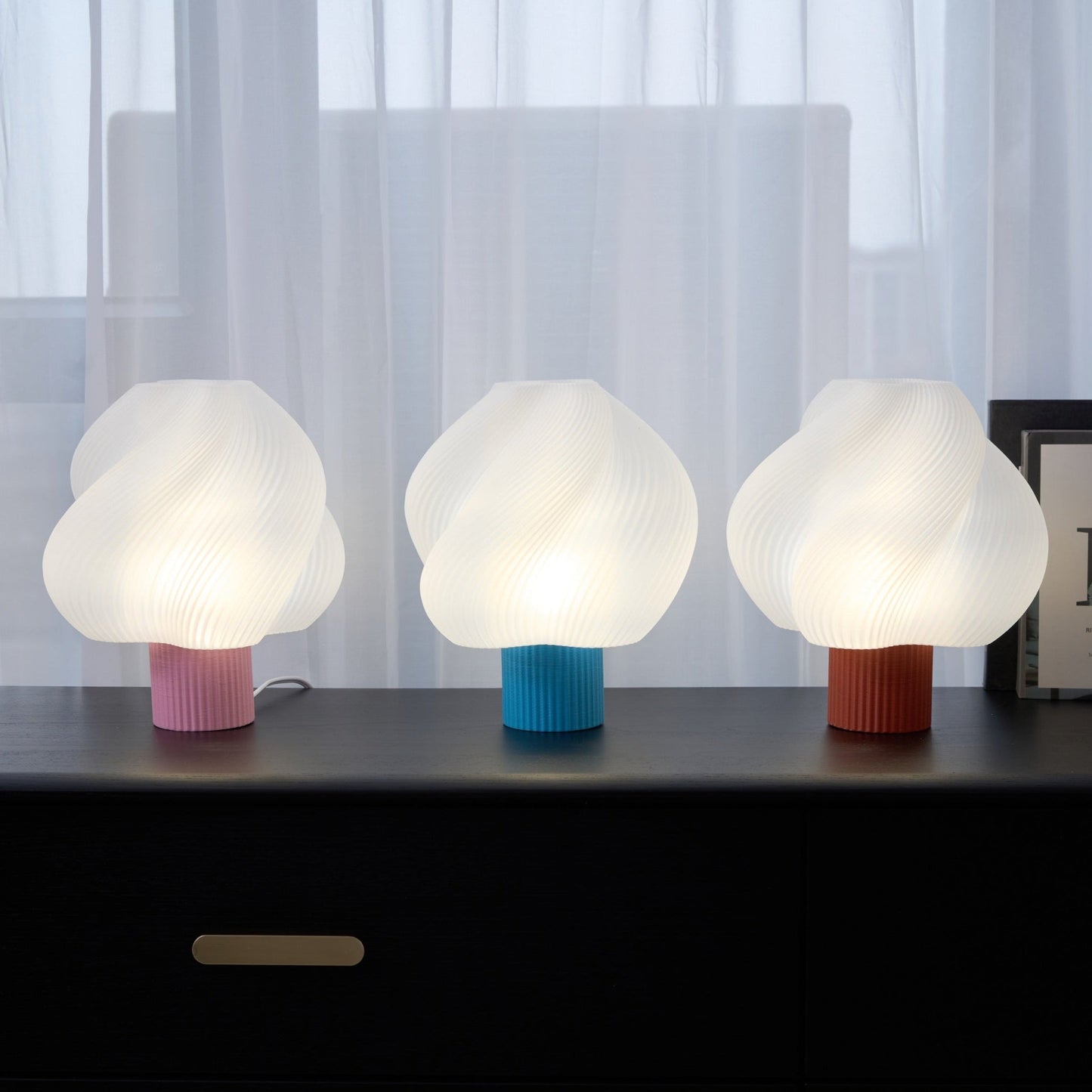 Whirl Pop Table Lamp | Frosted Swirl Shade | Pink, Red, Blue