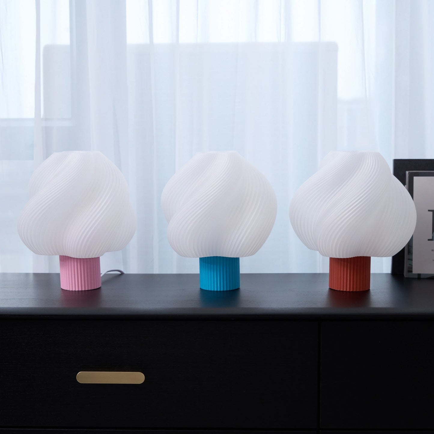 Whirl Pop Table Lamp | Frosted Swirl Shade | Pink, Red, Blue
