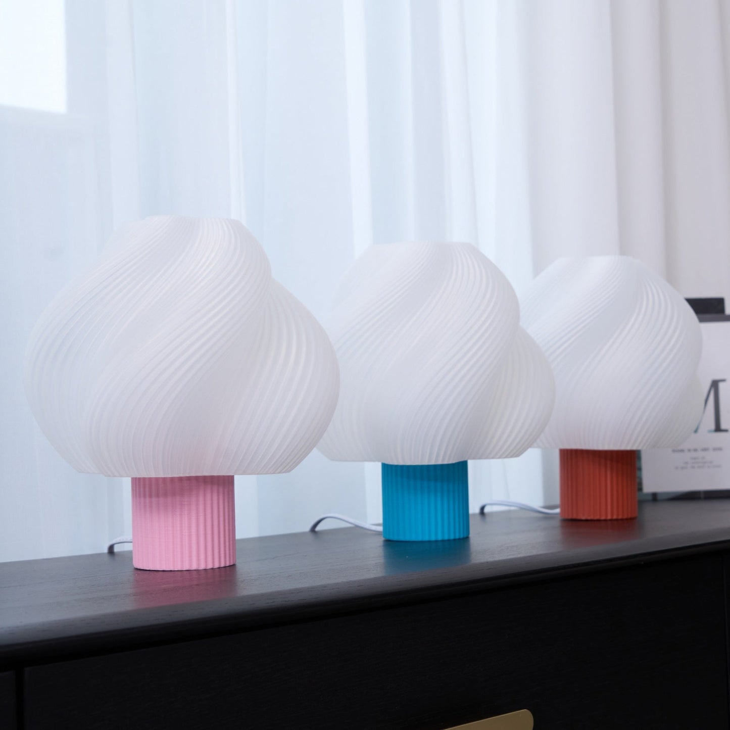 Whirl Pop Table Lamp | Frosted Swirl Shade | Pink, Red, Blue