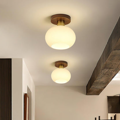Shell Ceiling Lamp | Black Walnut & Copper | 18cm Diameter