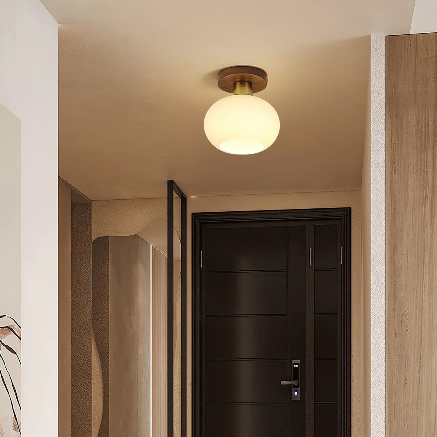 Shell Ceiling Lamp | Black Walnut & Copper | 18cm Diameter