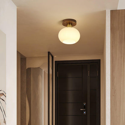 Shell Ceiling Lamp | Black Walnut & Copper | 18cm Diameter