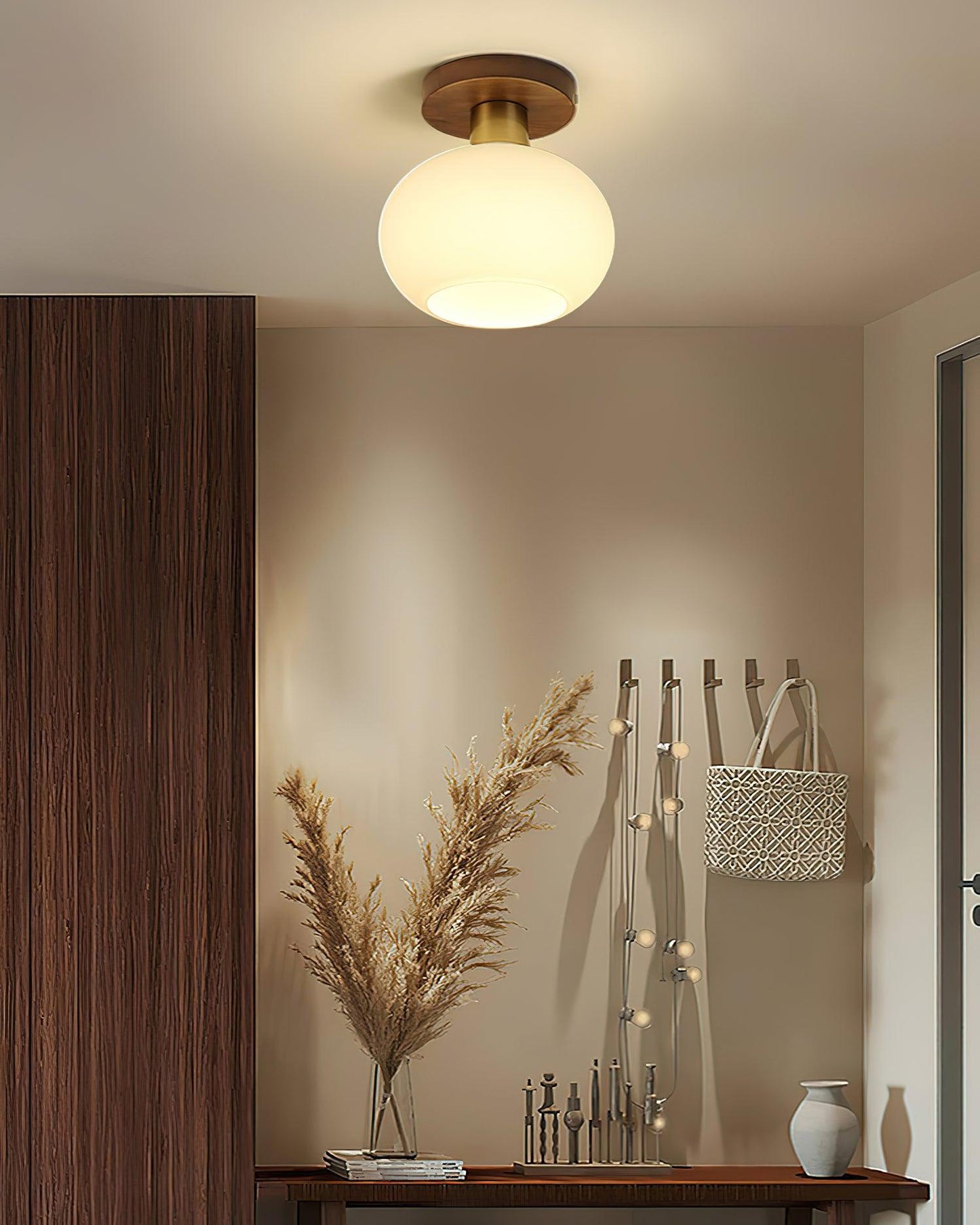 Shell Ceiling Lamp | Black Walnut & Copper | 18cm Diameter