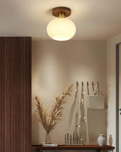 Shell Ceiling Lamp | Black Walnut & Copper | 18cm Diameter