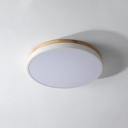 White Round Wooden Ceiling Lamp | Built-in LED | 30cm, 40cm, 50cm Options