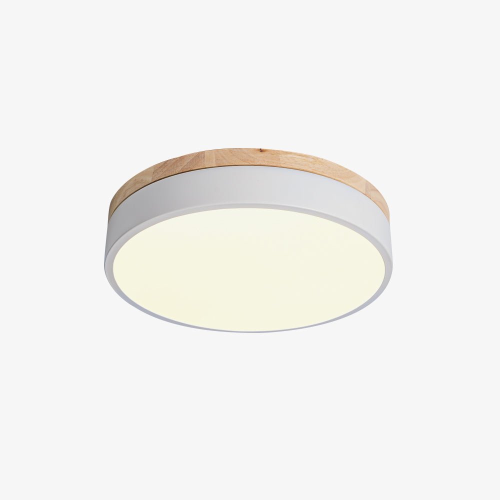 White Round Wooden Ceiling Lamp | Built-in LED | 30cm, 40cm, 50cm Options