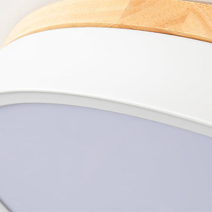 White Round Wooden Ceiling Lamp | Built-in LED | 30cm, 40cm, 50cm Options