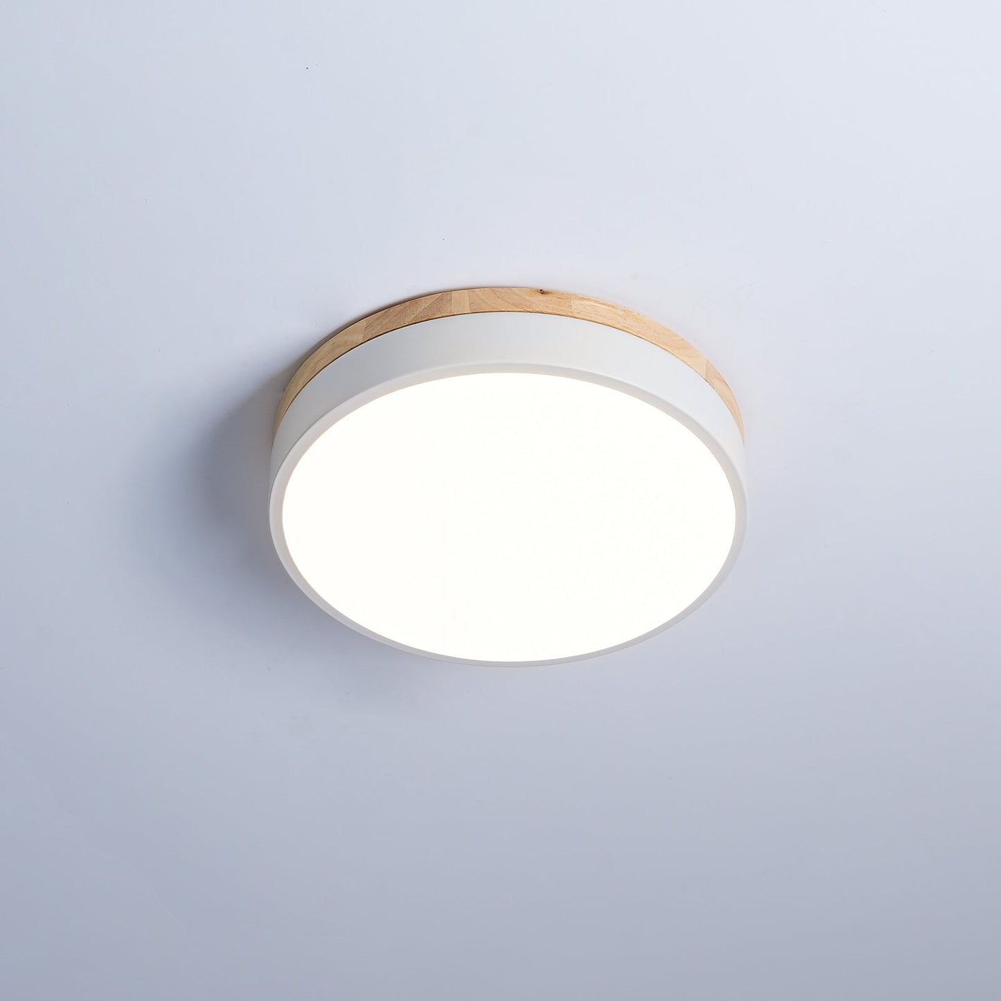 White Round Wooden Ceiling Lamp | Built-in LED | 30cm, 40cm, 50cm Options